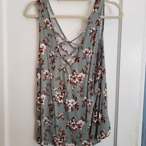 Green floral tank
